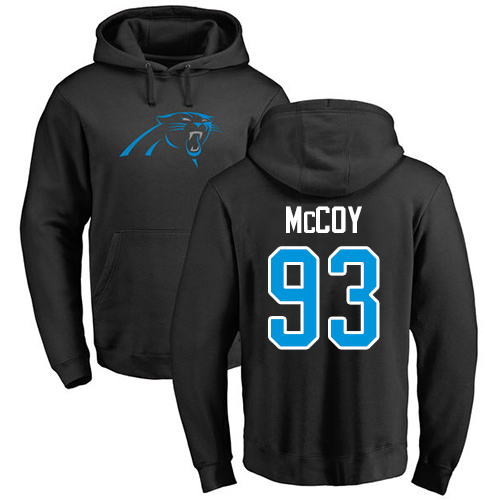 Carolina Panthers Men Black Gerald McCoy Name and Number Logo NFL Football #93 Pullover Hoodie Sweatshirts->carolina panthers->NFL Jersey